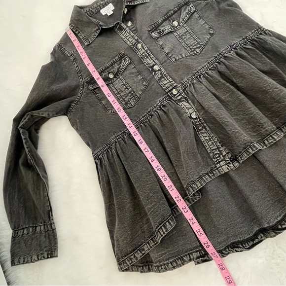 Mud Pie Hayden Black Peplum Denim Top Shacket - Picture 5 of 12